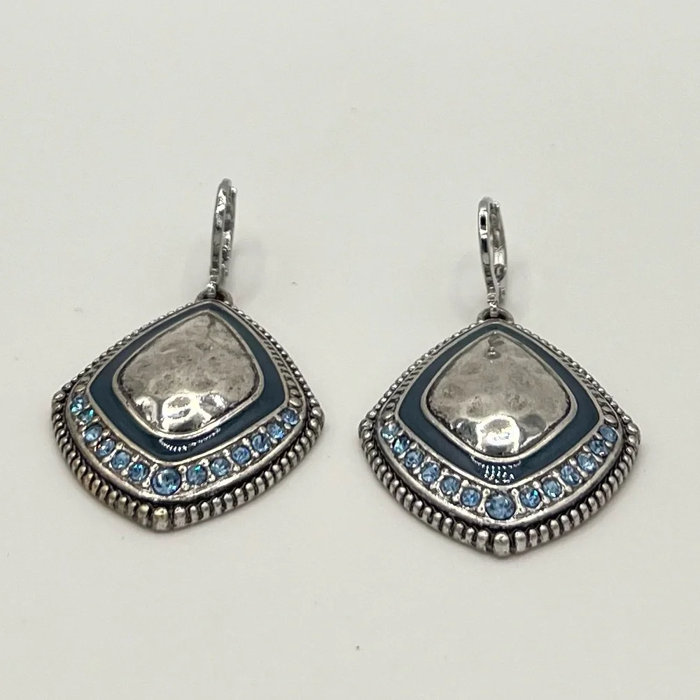 Premier Designs Silver and Blue Teardrop Earrings